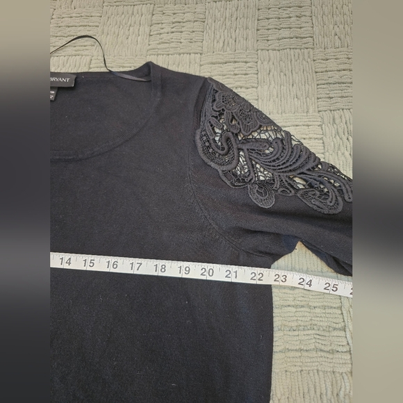 Lane Bryant Women’s Cotton Black Lace Sleeve Solid Blouse Plus 18/20 - Picture 6 of 6